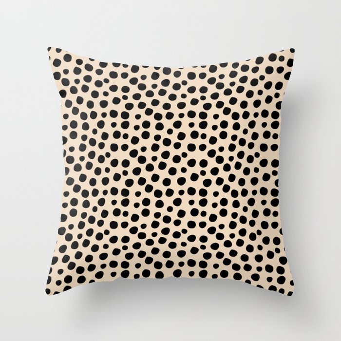 Irregular Small Polka Dots black Throw Pillow Gallery Image 1