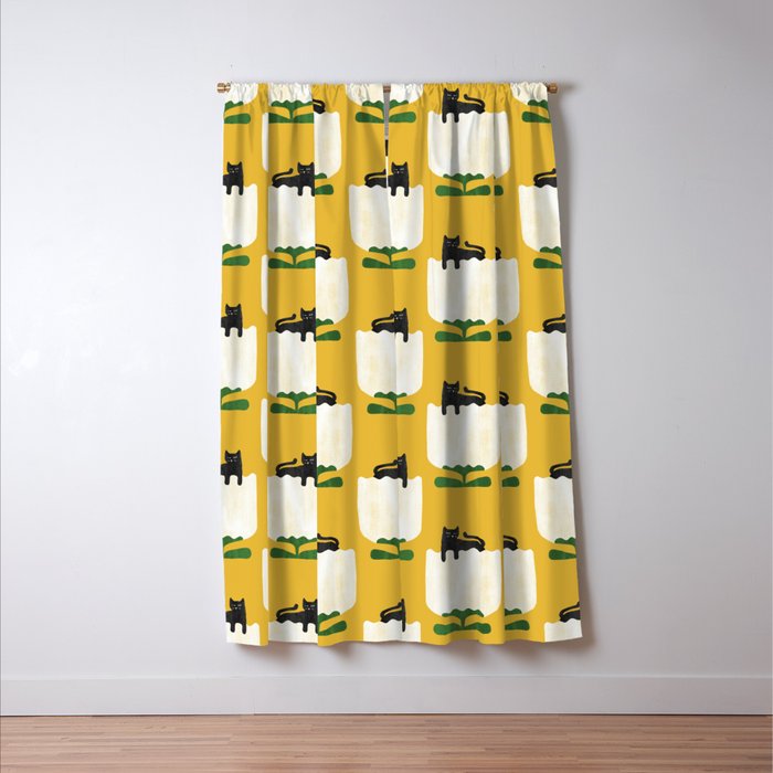 Still life with cat and flower Window Curtain Gallery Image 3
