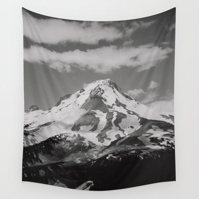 Mount Hood Black and White Wall Tapestry Gallery Image 4