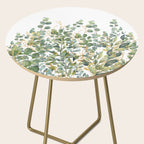Gold And Green Botanical Eucalyptus Leaves Side Table Gallery Image 2