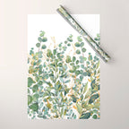 Gold And Green Botanical Eucalyptus Leaves Wrapping Paper Gallery Image 1