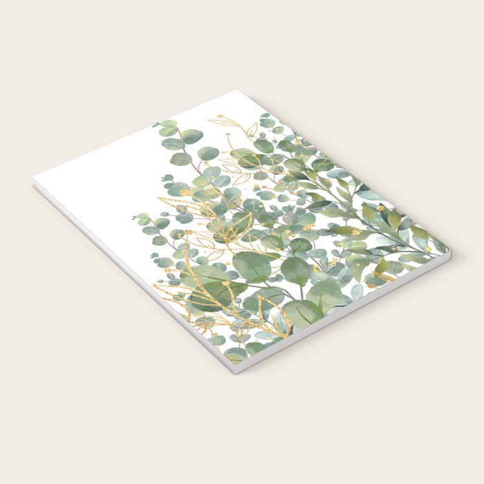 Gold And Green Botanical Eucalyptus Leaves Notebook Gallery Image 3