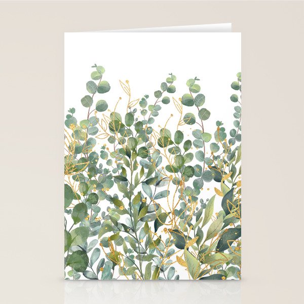 Gold And Green Botanical Eucalyptus Leaves Stationery Card Gallery Image 2