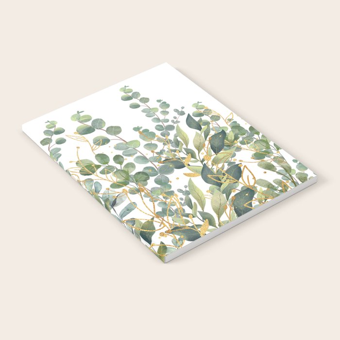 Gold And Green Botanical Eucalyptus Leaves Notebook Gallery Image 2