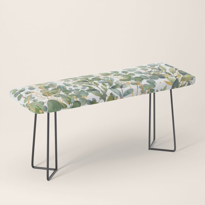 Gold And Green Botanical Eucalyptus Leaves Bench Gallery Image 1