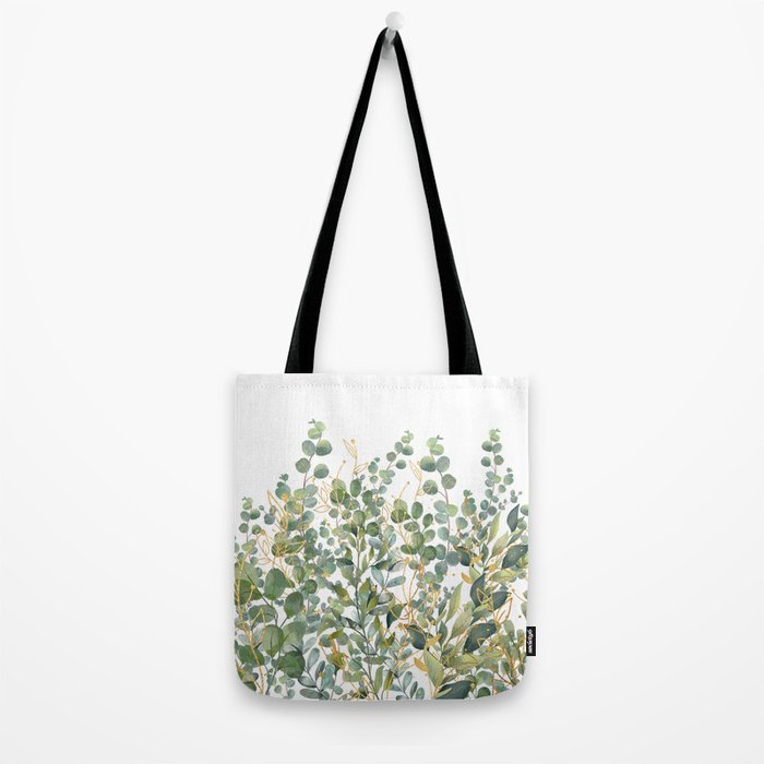 Gold And Green Botanical Eucalyptus Leaves Tote Bag Gallery Image 2