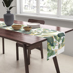 Gold And Green Botanical Eucalyptus Leaves Table Runner Gallery Image 2