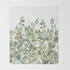 Gold And Green Botanical Eucalyptus Leaves Throw Blanket Gallery Image 2
