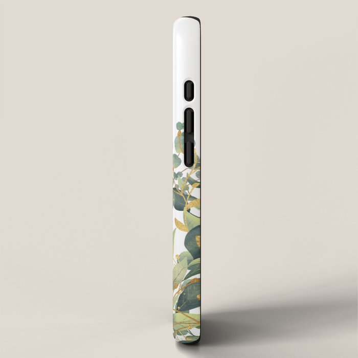 Gold And Green Botanical Eucalyptus Leaves iPhone Case Gallery Image 2