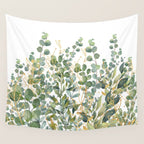 Gold And Green Botanical Eucalyptus Leaves Wall Tapestry Gallery Image 4