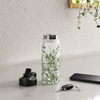 Gold And Green Botanical Eucalyptus Leaves Water Bottle Gallery Image 4