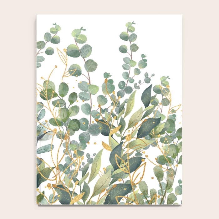 Gold And Green Botanical Eucalyptus Leaves Notebook Gallery Image 4