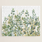 Gold And Green Botanical Eucalyptus Leaves Jigsaw Puzzle Gallery Image 1