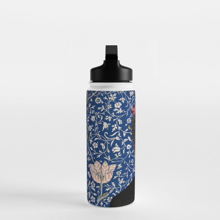 Woman  Blowing a pink Bubble gum with vintage Medway tapestry Water Bottle Gallery Image 3