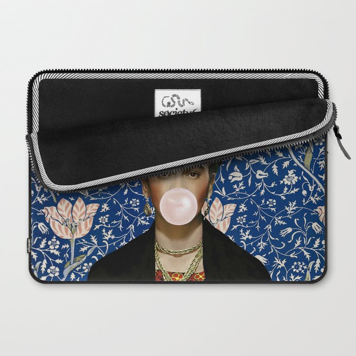 Woman  Blowing a pink Bubble gum with vintage Medway tapestry Laptop Sleeve Gallery Image 2