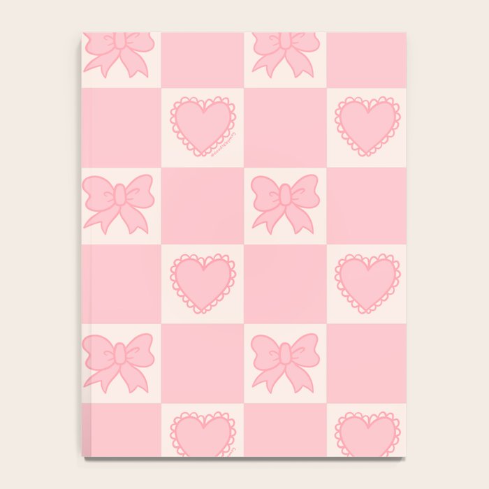 Pink Bow Checkered Print Notebook Gallery Image 4