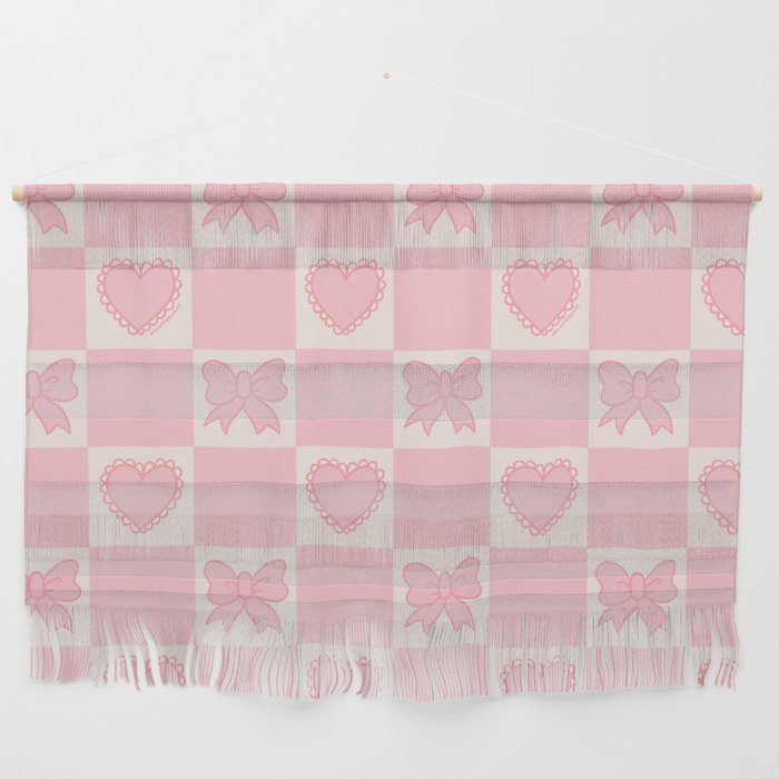 Pink Bow Checkered Print Wall Hanging Gallery Image 1