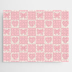 Pink Bow Checkered Print Jigsaw Puzzle Gallery Image 1