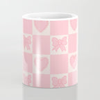 Pink Bow Checkered Print Coffee Mug Gallery Image 4