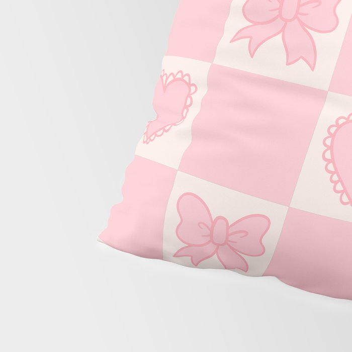 Pink Bow Checkered Print Pillow Sham Gallery Image 4