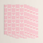 Pink Bow Checkered Print Wrapping Paper Gallery Image 3