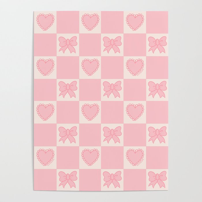 Pink Bow Checkered Print Poster Gallery Image 4