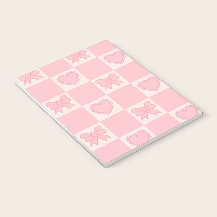 Pink Bow Checkered Print Notebook Gallery Image 3