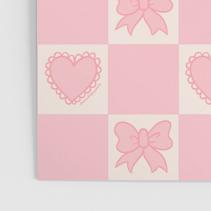 Pink Bow Checkered Print Poster Gallery Image 3