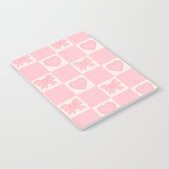 Pink Bow Checkered Print Notebook Gallery Image 1