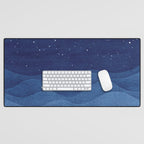 blue ocean waves, sailboat ocean stars Desk Mat Gallery Image 1