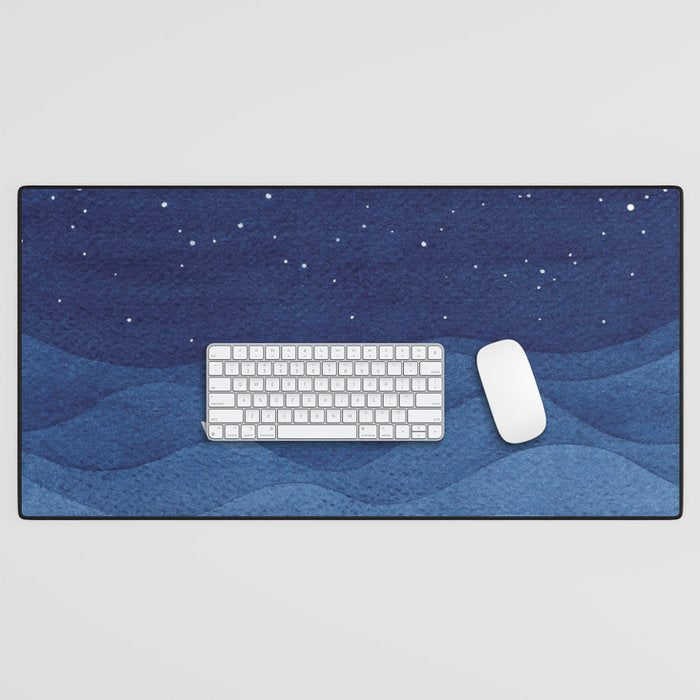 blue ocean waves, sailboat ocean stars Desk Mat Gallery Image 1