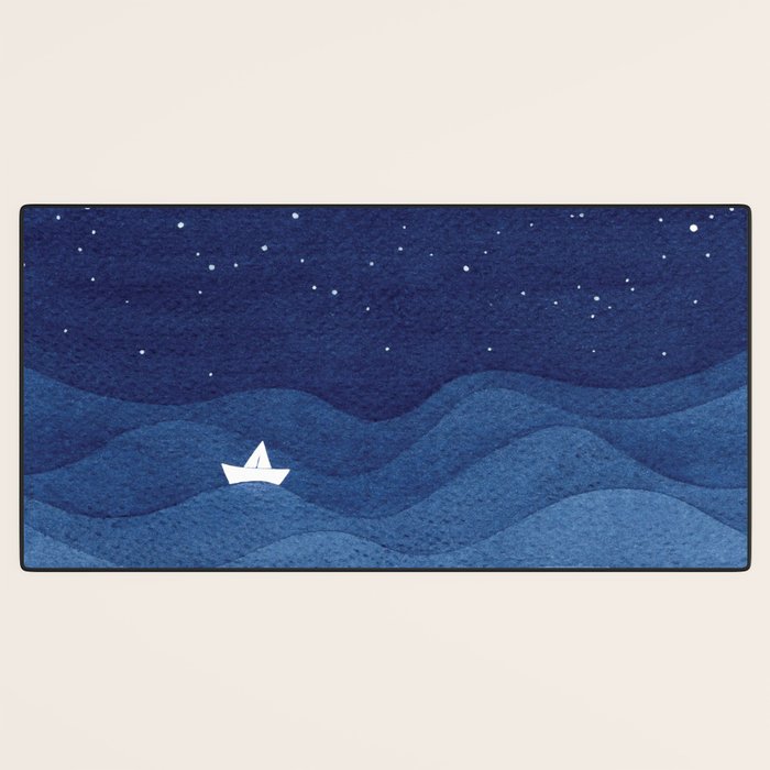 blue ocean waves, sailboat ocean stars Desk Mat Gallery Image 3