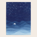 blue ocean waves, sailboat ocean stars Poster Gallery Image 4