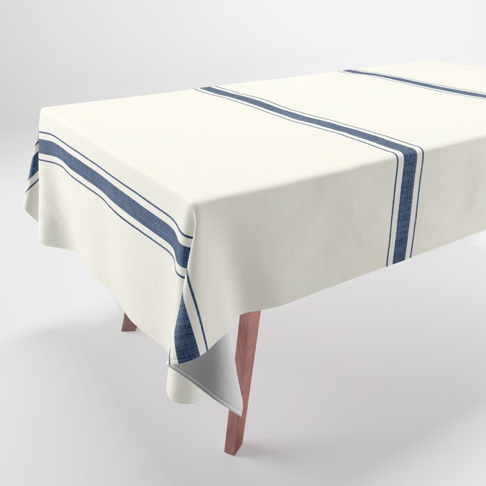 Farmhouse Stripe in Navy Blue Tablecloth Gallery Image 1