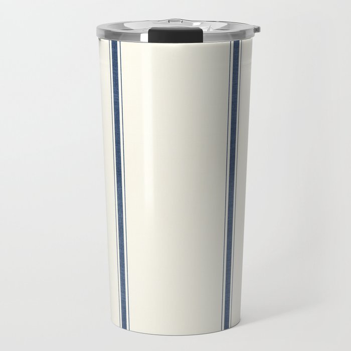 Farmhouse Stripe in Navy Blue Travel Mug Gallery Image 1