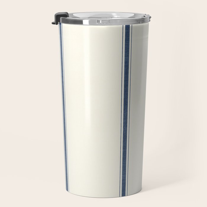 Farmhouse Stripe in Navy Blue Travel Mug Gallery Image 3
