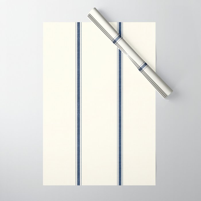 Farmhouse Stripe in Navy Blue Wrapping Paper Gallery Image 1