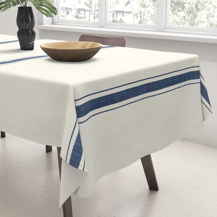 Farmhouse Stripe in Navy Blue Tablecloth Gallery Image 3