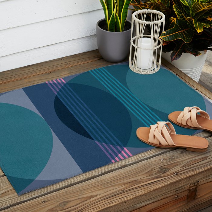 Abstraction_BLUE_LANDSCAPE_MOONLIGHT_NATURE_POP_ART_)521A Outdoor Rug Gallery Image 2