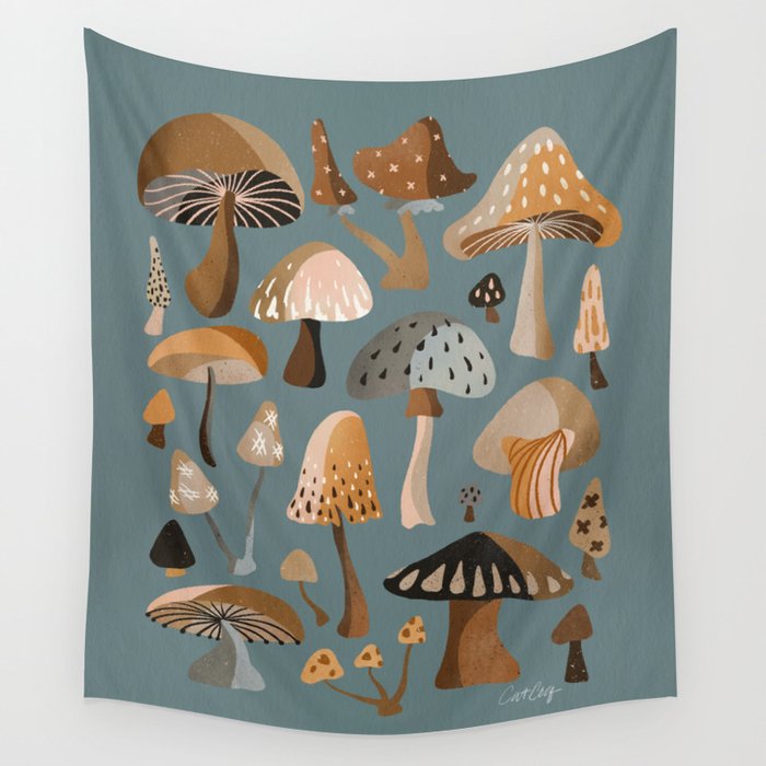 Mushroom Collection â Neutral Palette Wall Tapestry Gallery Image 4
