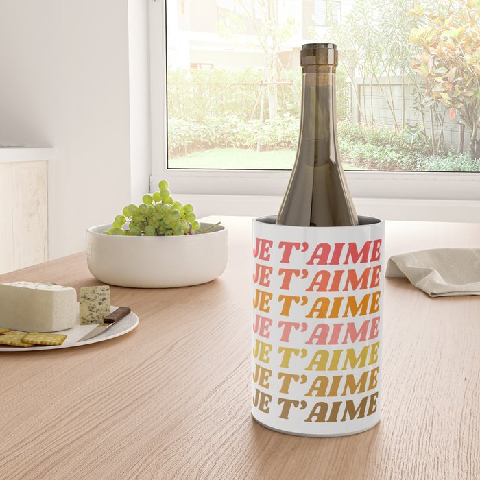 Je T'aime - French for I Love You in Warm Red, Orange, and Yellow Colors Wine Chiller Gallery Image 4
