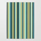 Vertical Stripes Blue Aqua Olive Vanilla Poster Gallery Image 4