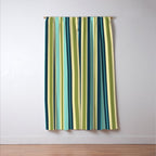 Vertical Stripes Blue Aqua Olive Vanilla Window Curtain Gallery Image 3