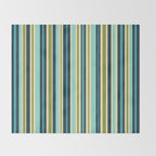 Vertical Stripes Blue Aqua Olive Vanilla Throw Blanket Gallery Image 2