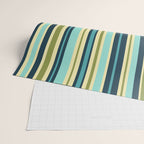 Vertical Stripes Blue Aqua Olive Vanilla Wrapping Paper Gallery Image 2