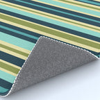 Vertical Stripes Blue Aqua Olive Vanilla Rug Gallery Image 4