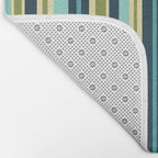 Vertical Stripes Blue Aqua Olive Vanilla Bath Mat Gallery Image 2