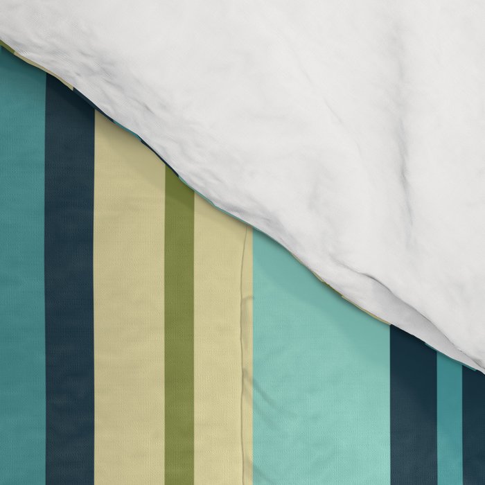 Vertical Stripes Blue Aqua Olive Vanilla Comforter Gallery Image 4