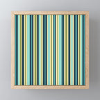 Vertical Stripes Blue Aqua Olive Vanilla Mini Art Print Gallery Image 1