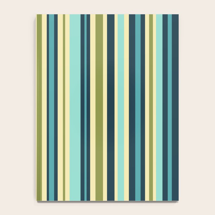 Vertical Stripes Blue Aqua Olive Vanilla Notebook Gallery Image 4